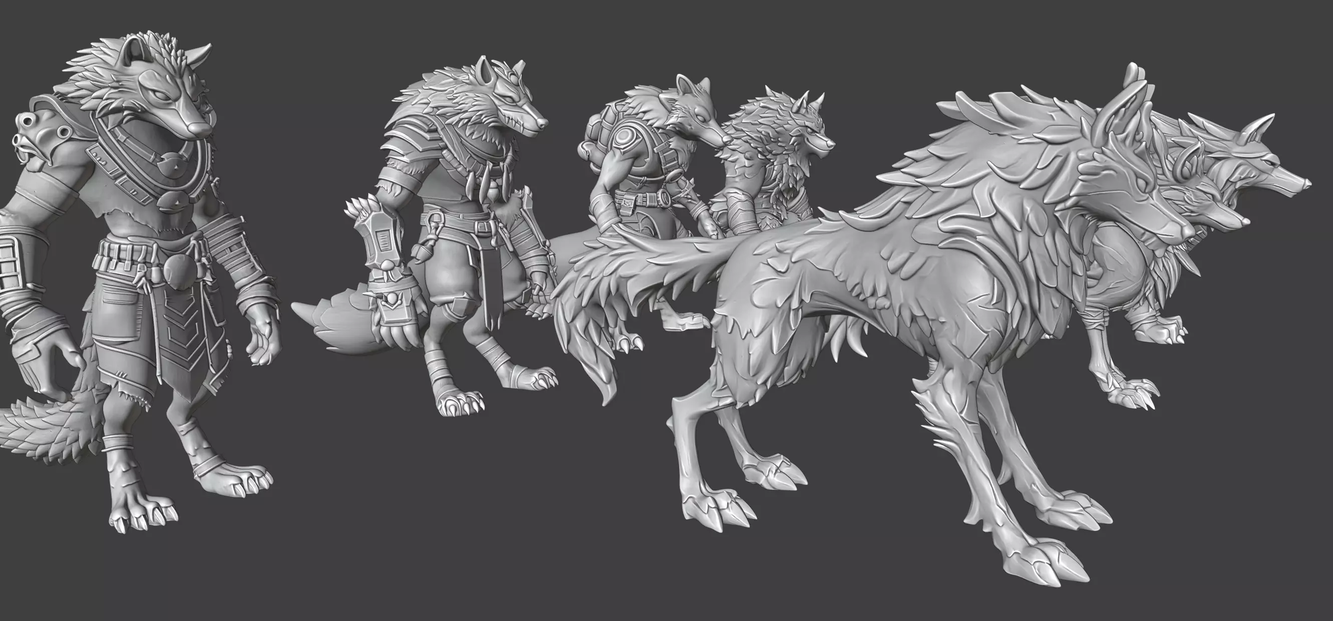 Stylized Wolves 3D model_8