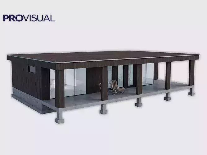 Modern House 3D Model Minimal Bungalow IFC SKP OBJ FBX GLB