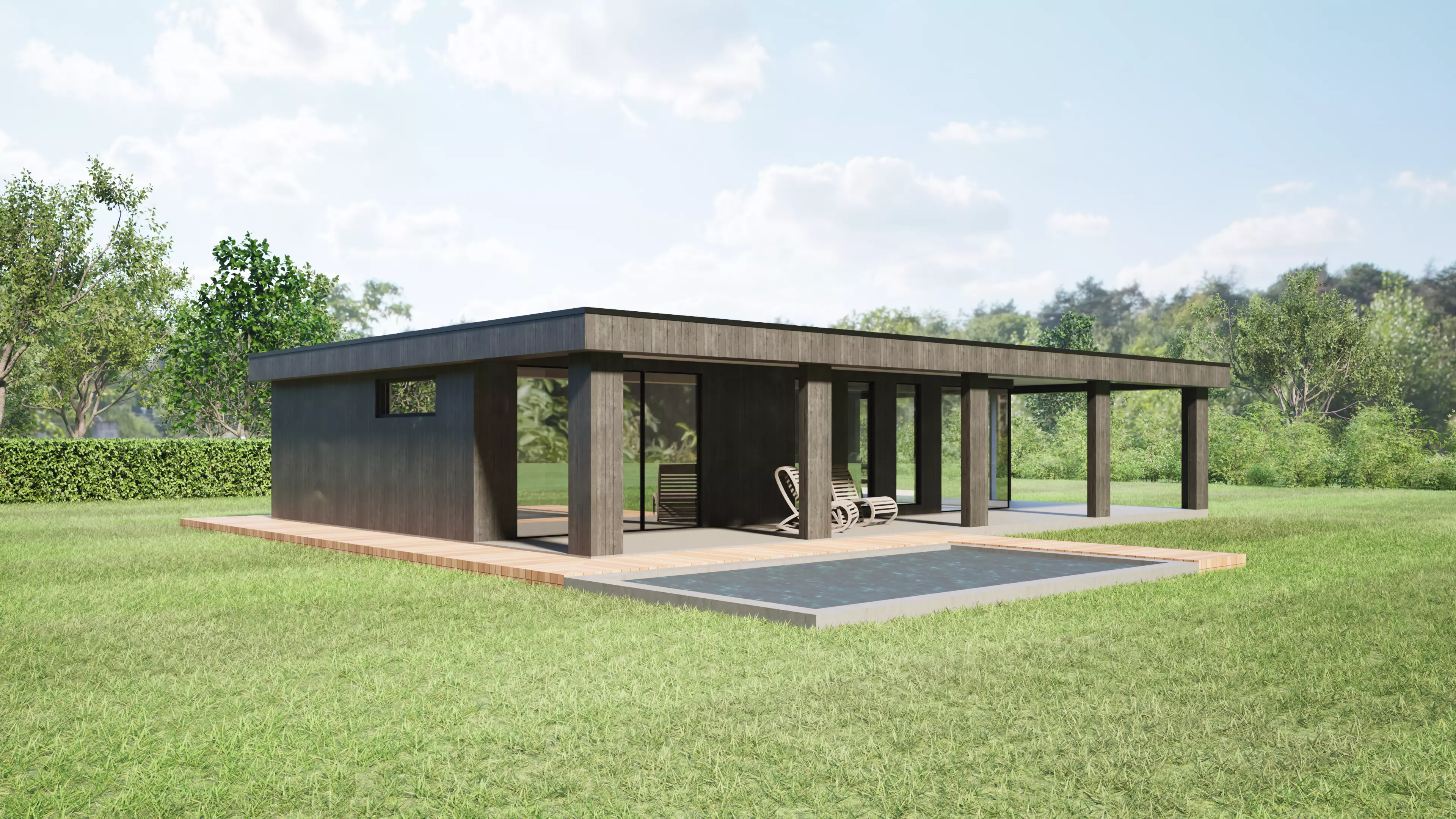 Modern House 3D Model Minimal Bungalow IFC SKP OBJ FBX GLB 3D model_2