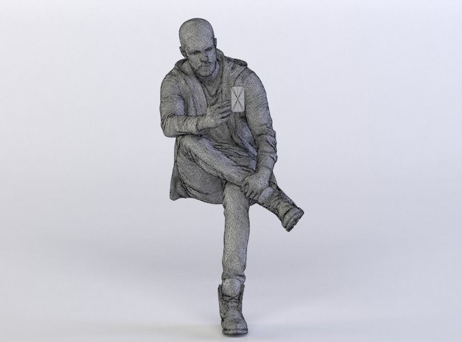 Daniel 0288 Man Sitting, Reading on a Phone, Leg over the Knee 3D model_4