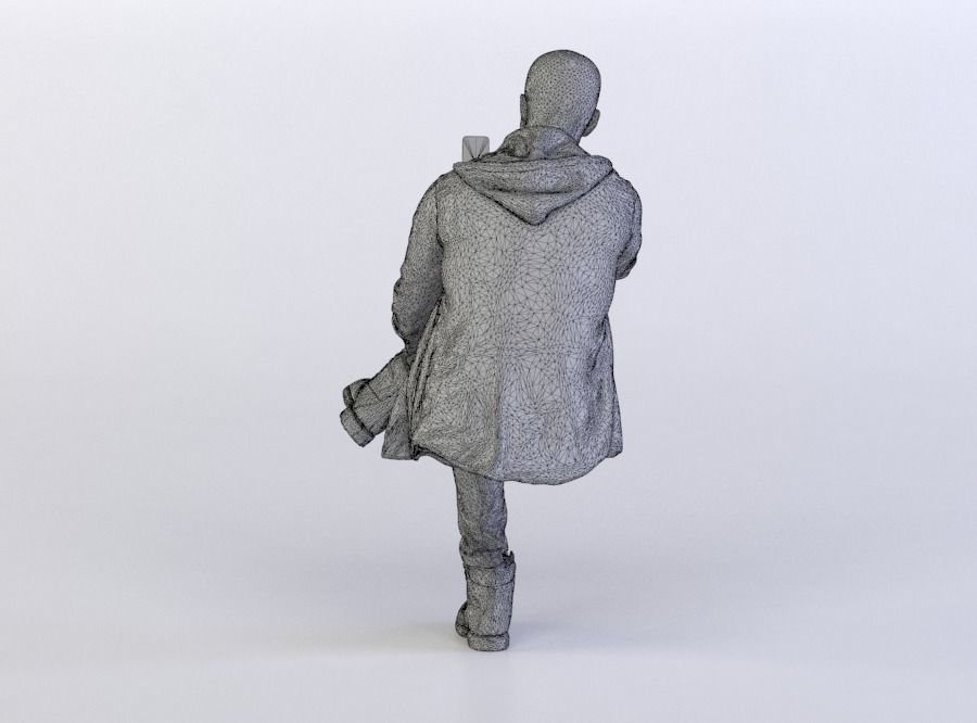 Daniel 0288 Man Sitting, Reading on a Phone, Leg over the Knee 3D model_6