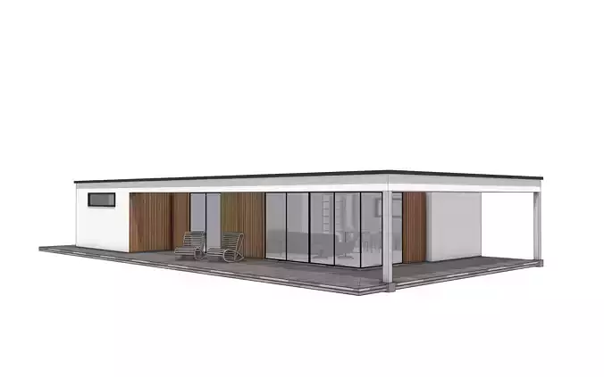 Modern Villa 3D Model White House IFC SKP OBJ FBX GLB 3D model