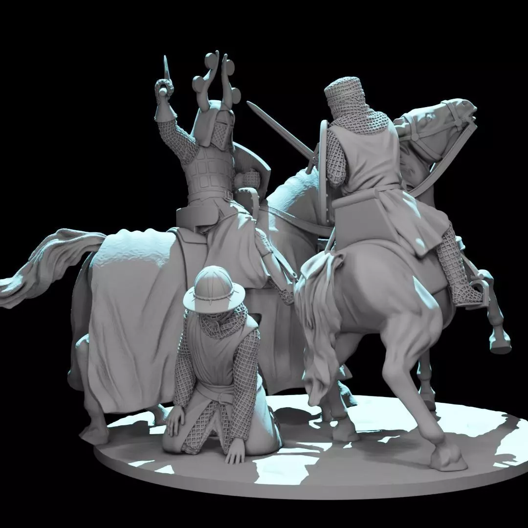 Danish King Valdemar vs Livonian Knight Medieval Battle Vignette 3D print model