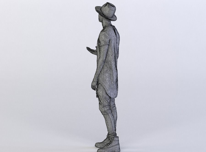 Christopher 0487 Man in a Hat and T-Shirt Standing