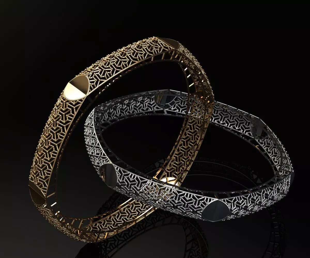 1237 Starburst Barrel Link Bangle 11gm 3D print model