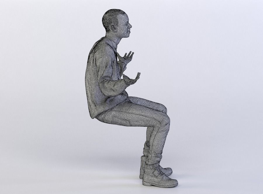 Christopher 0488 Man Sitting, Shrugging 3D model_7