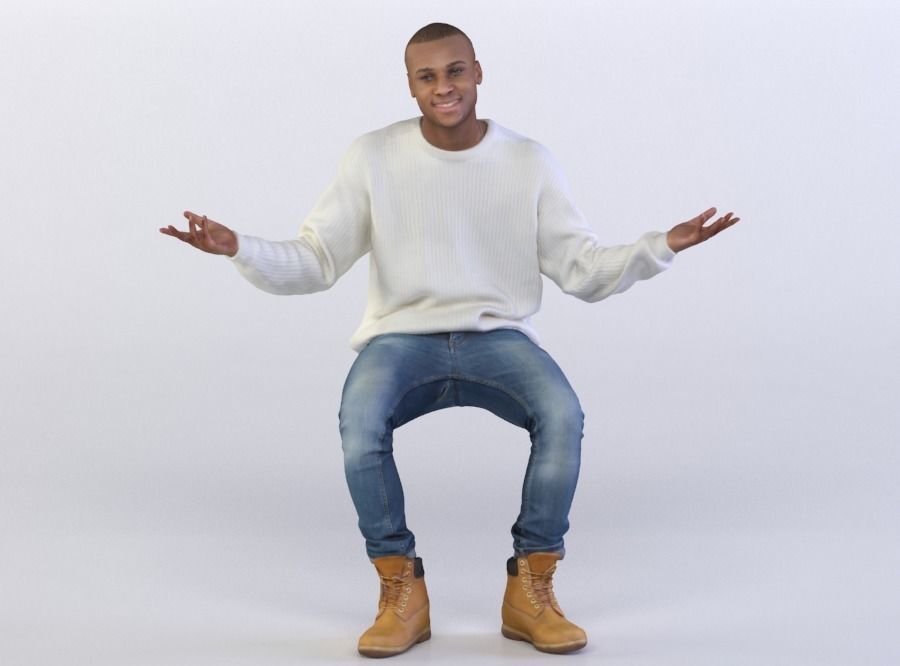 Christopher 0488 Man Sitting, Shrugging 3D model_0