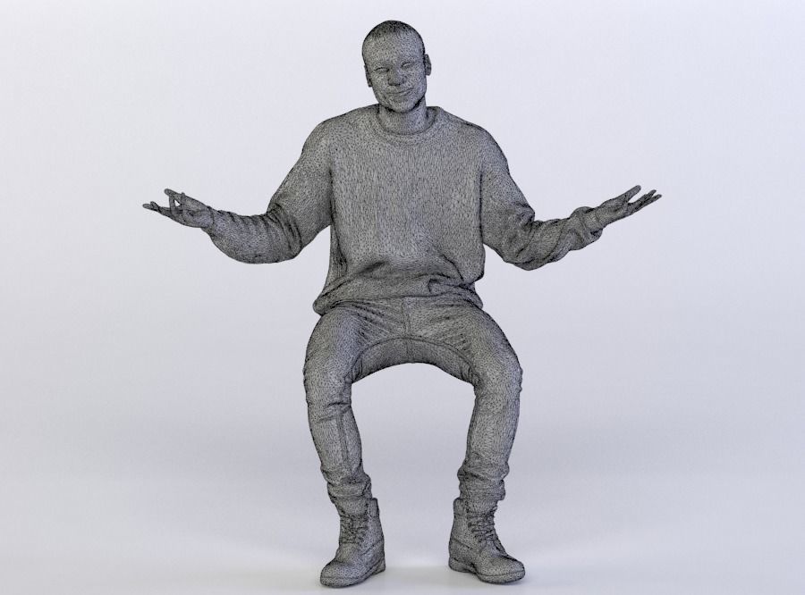 Christopher 0488 Man Sitting, Shrugging 3D model_4