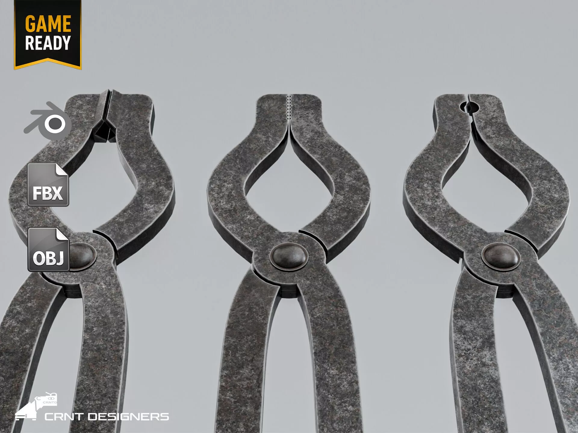 Medieval Blacksmith Tongs Low-poly 3D model