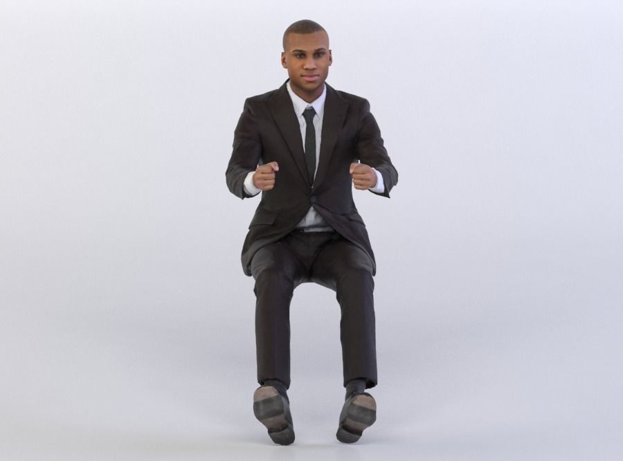 Christopher 0430 Man in a Suit pretending to Drive 3D model