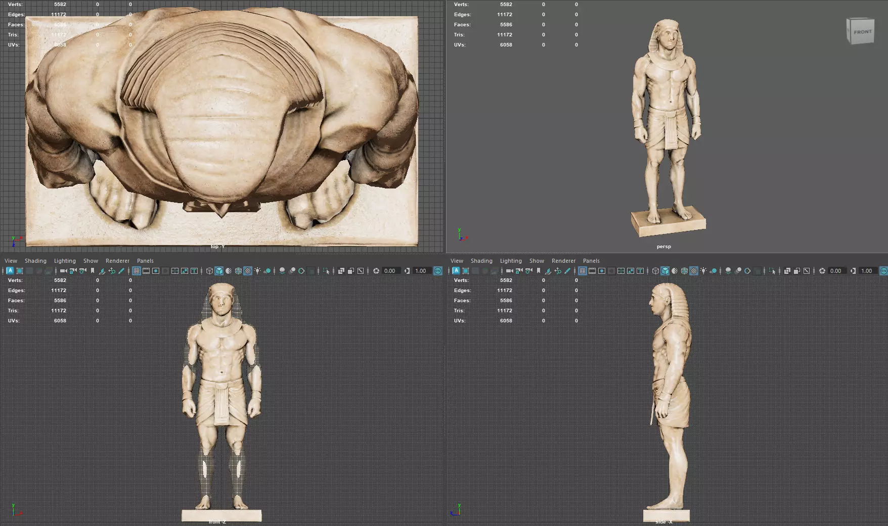 Pharaoh Sculpture AAA Low-Poly Game-Ready Model PBR Low-poly 3D model_8