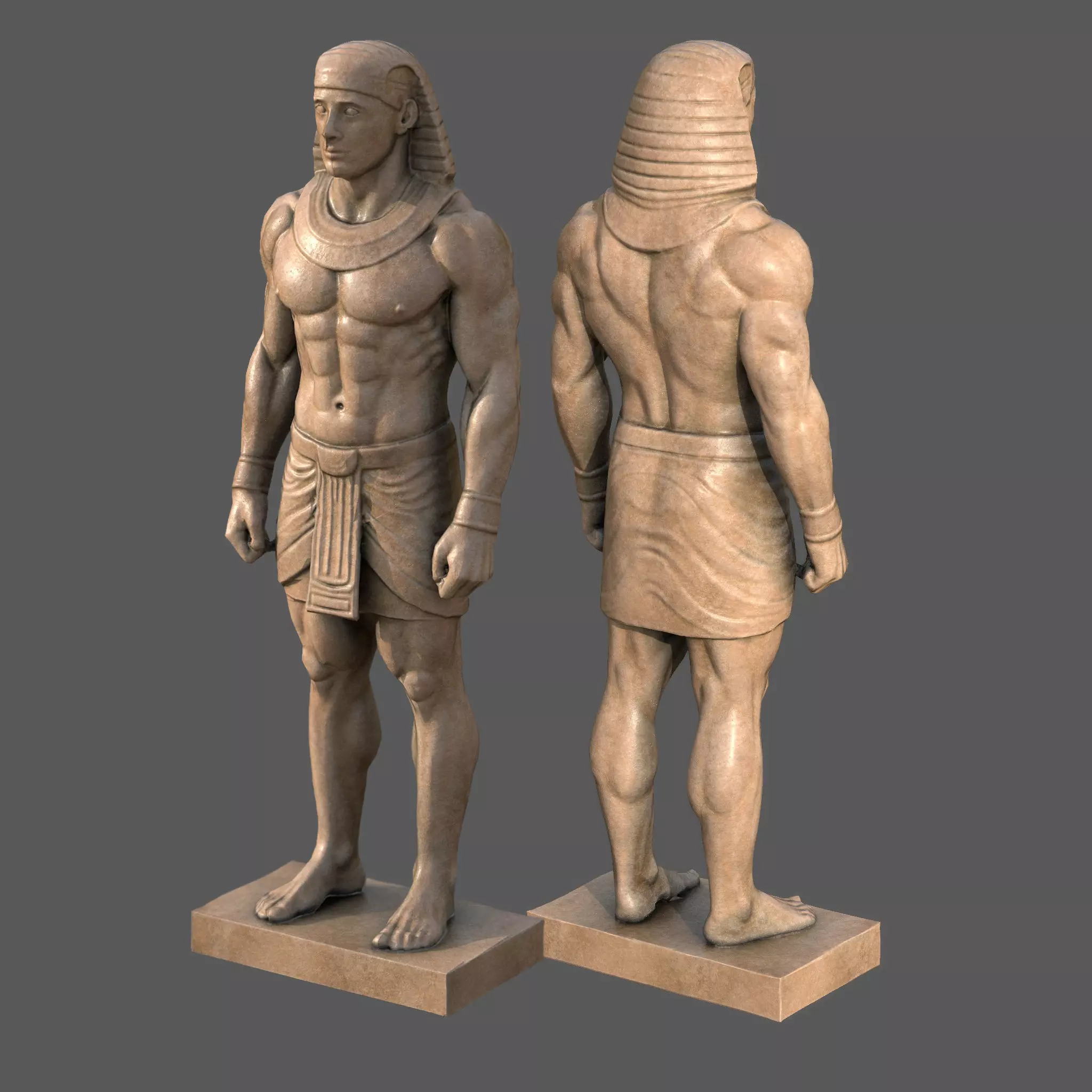 Pharaoh Sculpture AAA Low-Poly Game-Ready Model PBR Low-poly 3D model_0