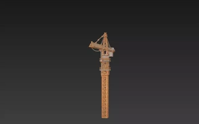 Industrial Tower Crane 3D Model - Construction Site Machinery 3D model_2