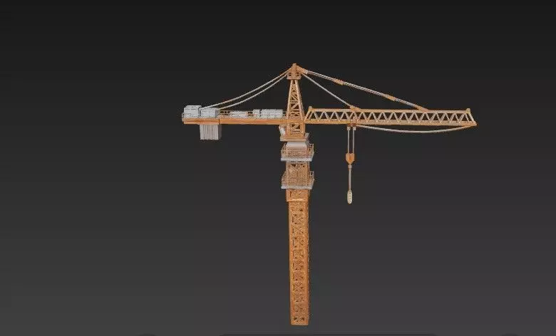 Industrial Tower Crane 3D Model - Construction Site Machinery 3D model_0