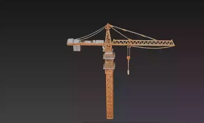 Industrial Tower Crane 3D Model - Construction Site Machinery