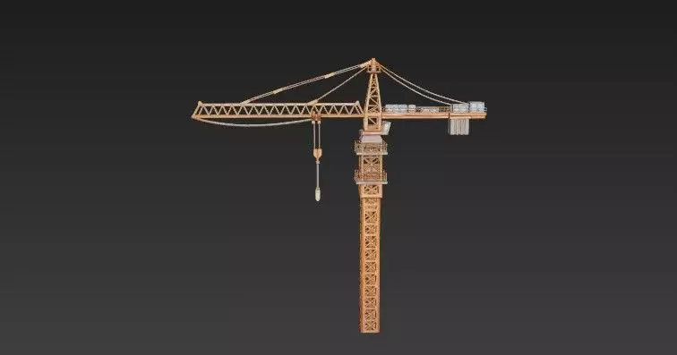 Industrial Tower Crane 3D Model - Construction Site Machinery 3D model_1