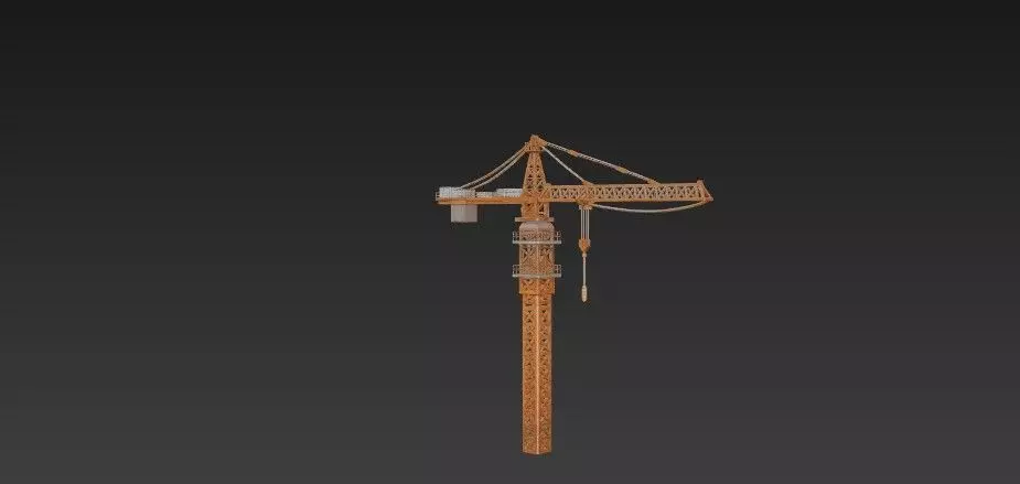 Industrial Tower Crane 3D Model - Construction Site Machinery 3D model_4