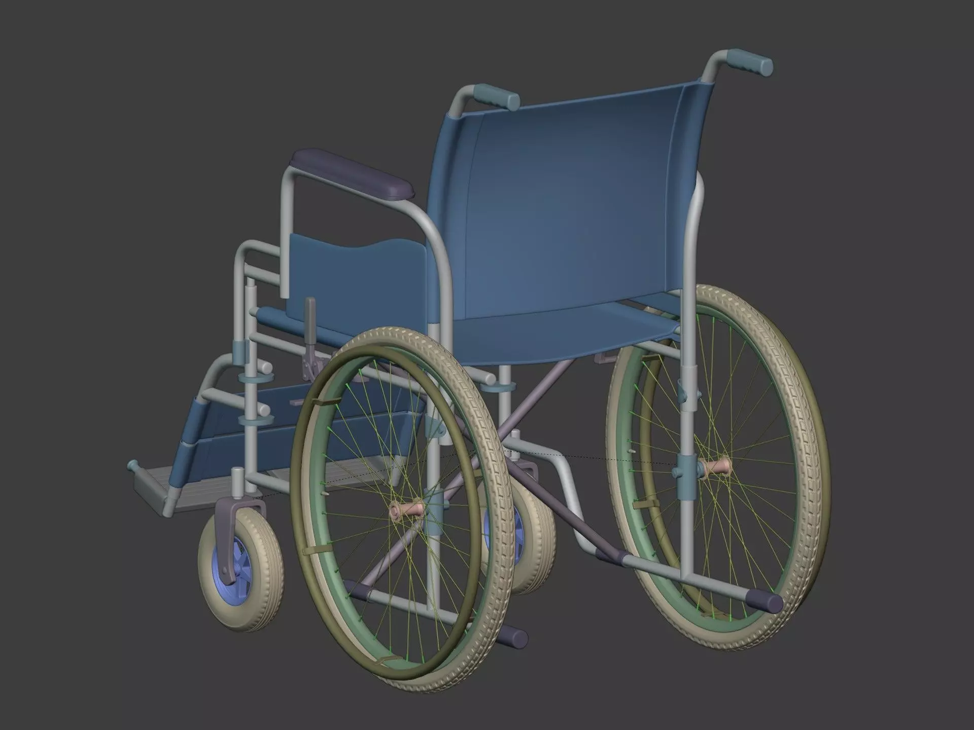 Classic Wheelchair - Wheel Chair 3D model_9