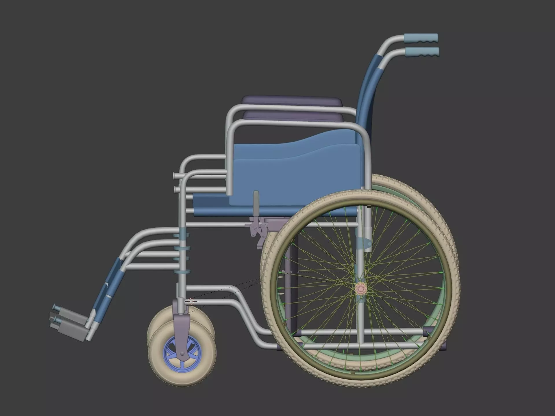 Classic Wheelchair - Wheel Chair 3D model_7