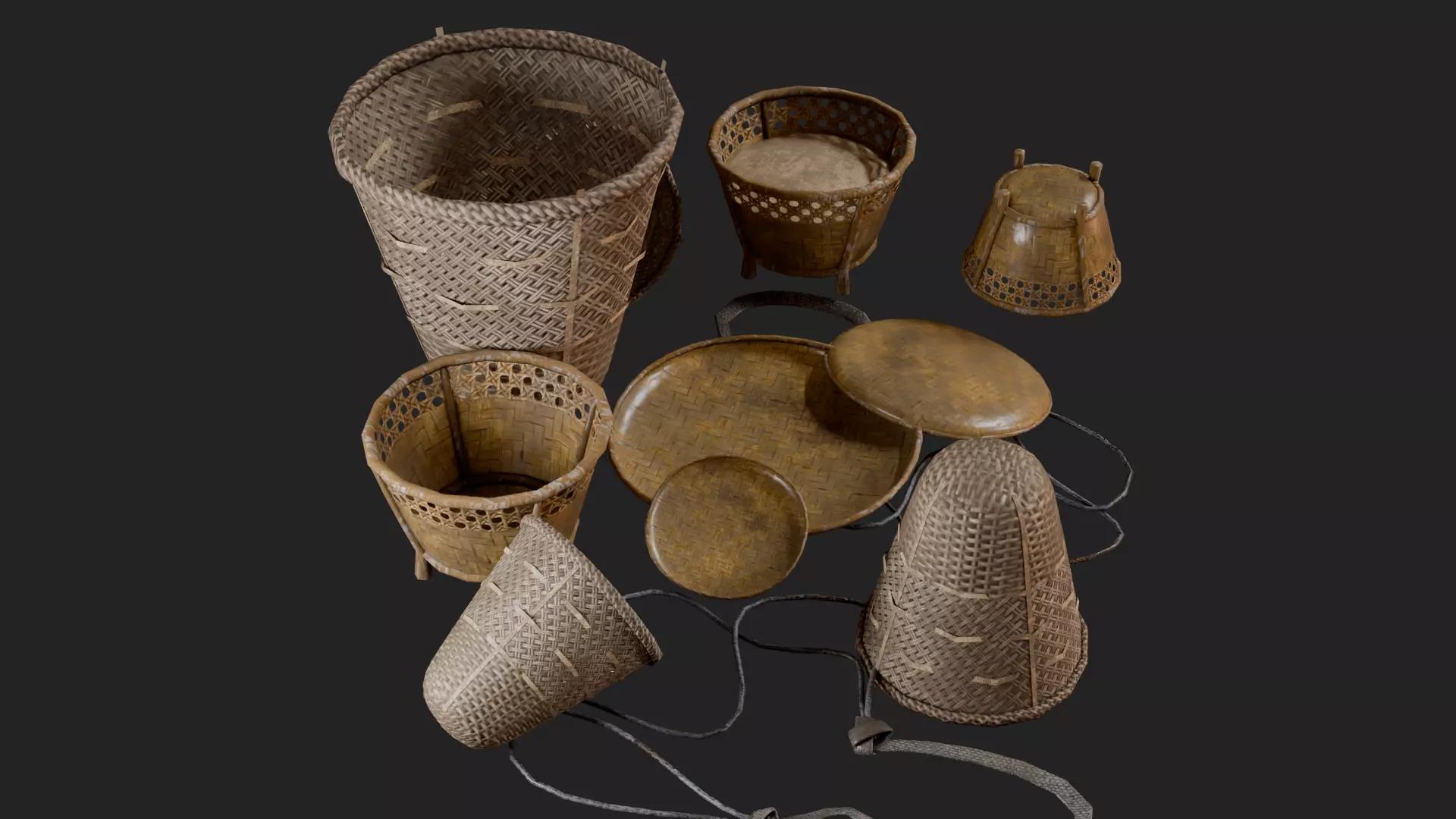 PBR Traditional Asian Village Props Game Ready Pack Low-poly 3D model_3