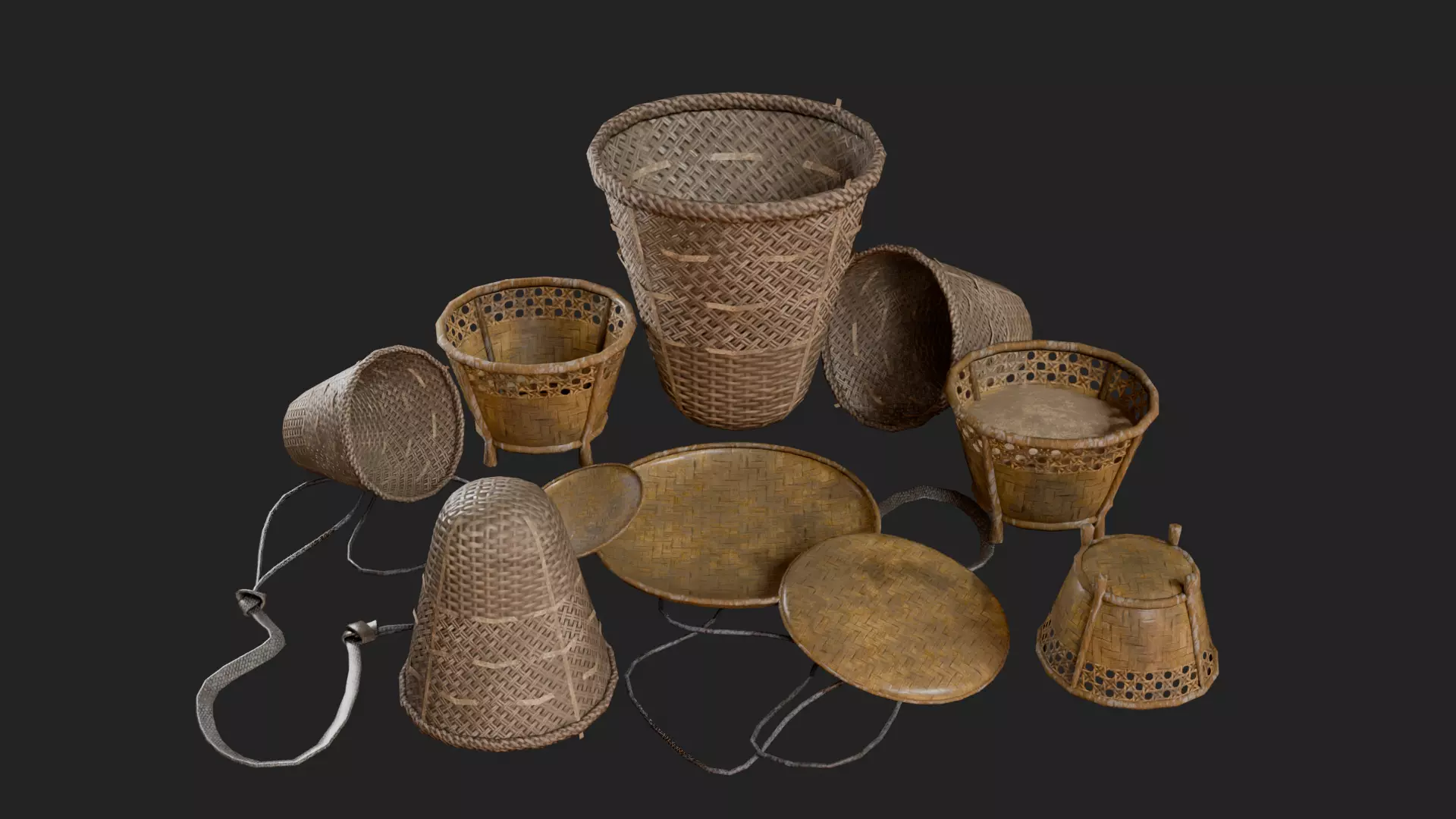 PBR Traditional Asian Village Props Game Ready Pack Low-poly 3D model_1