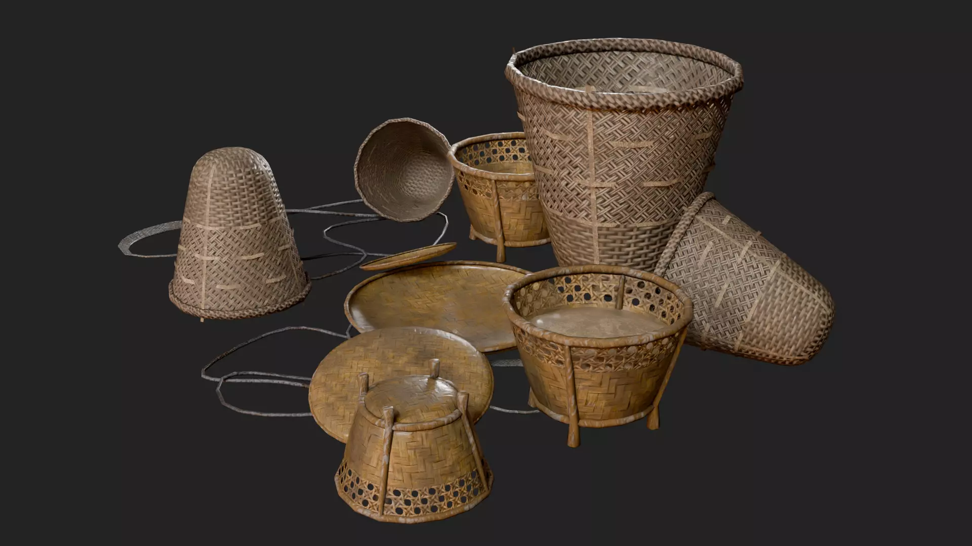 PBR Traditional Asian Village Props Game Ready Pack Low-poly 3D model_2