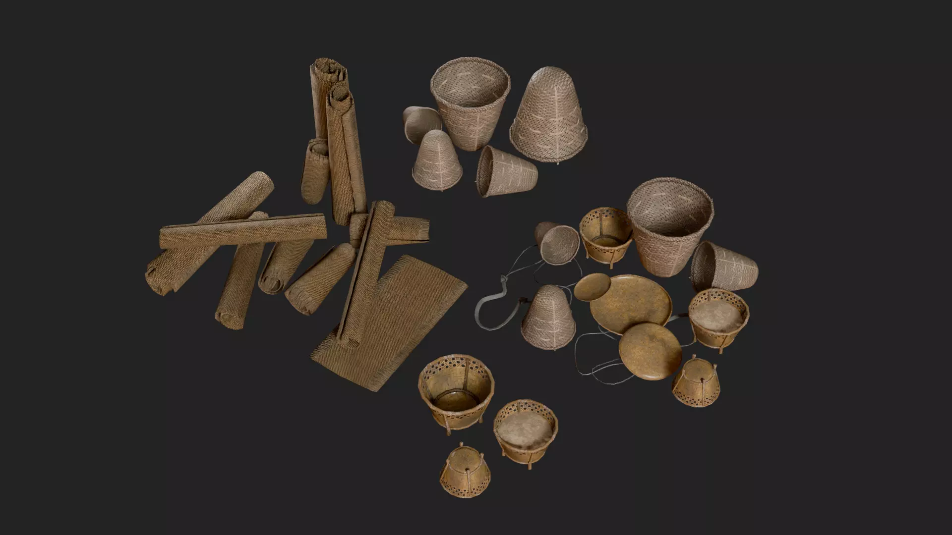 PBR Traditional Asian Village Props Game Ready Pack Low-poly 3D model_0