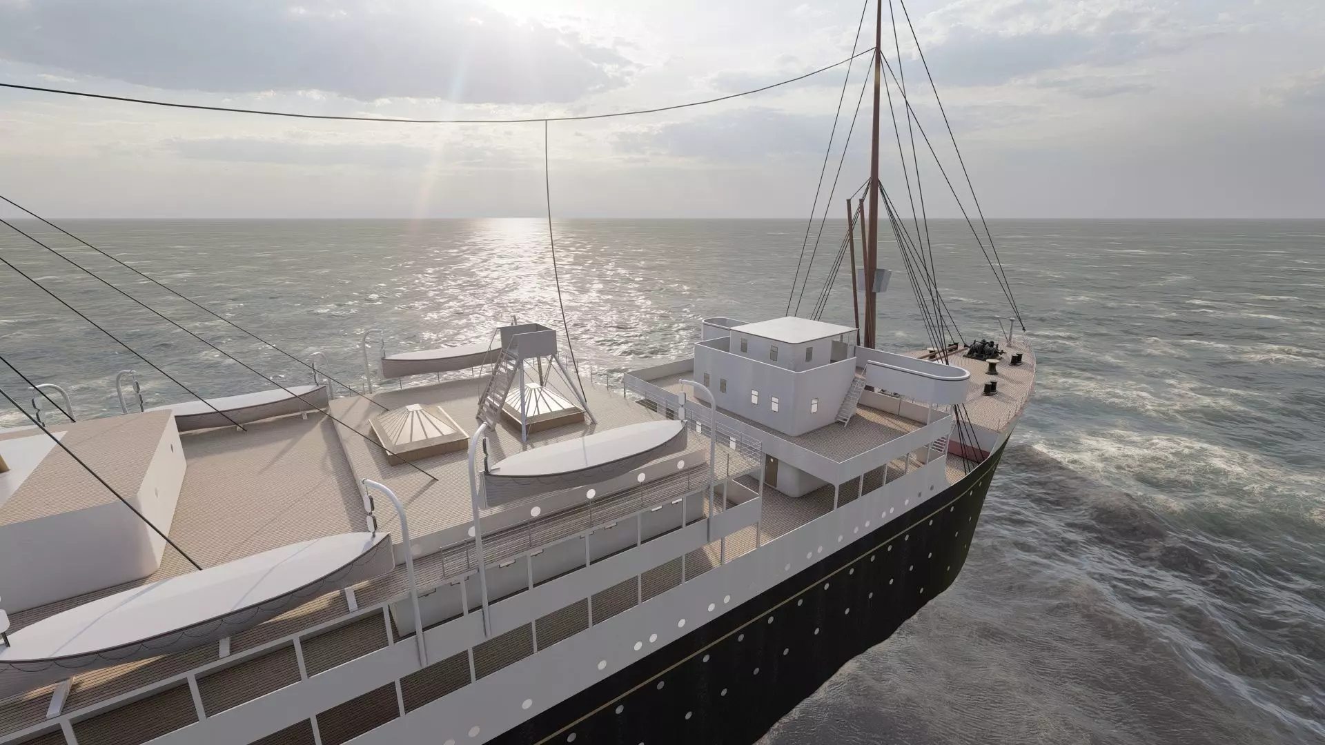 Early 1900s steam liner 3D model_17