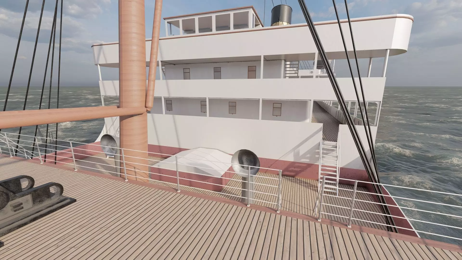 Early 1900s steam liner 3D model_22