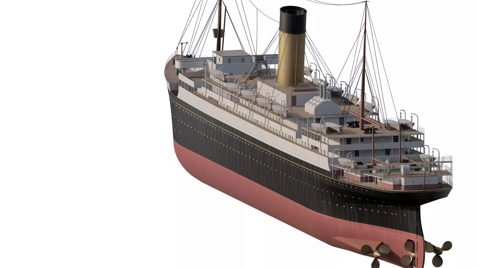Early 1900s steam liner 3D model_6