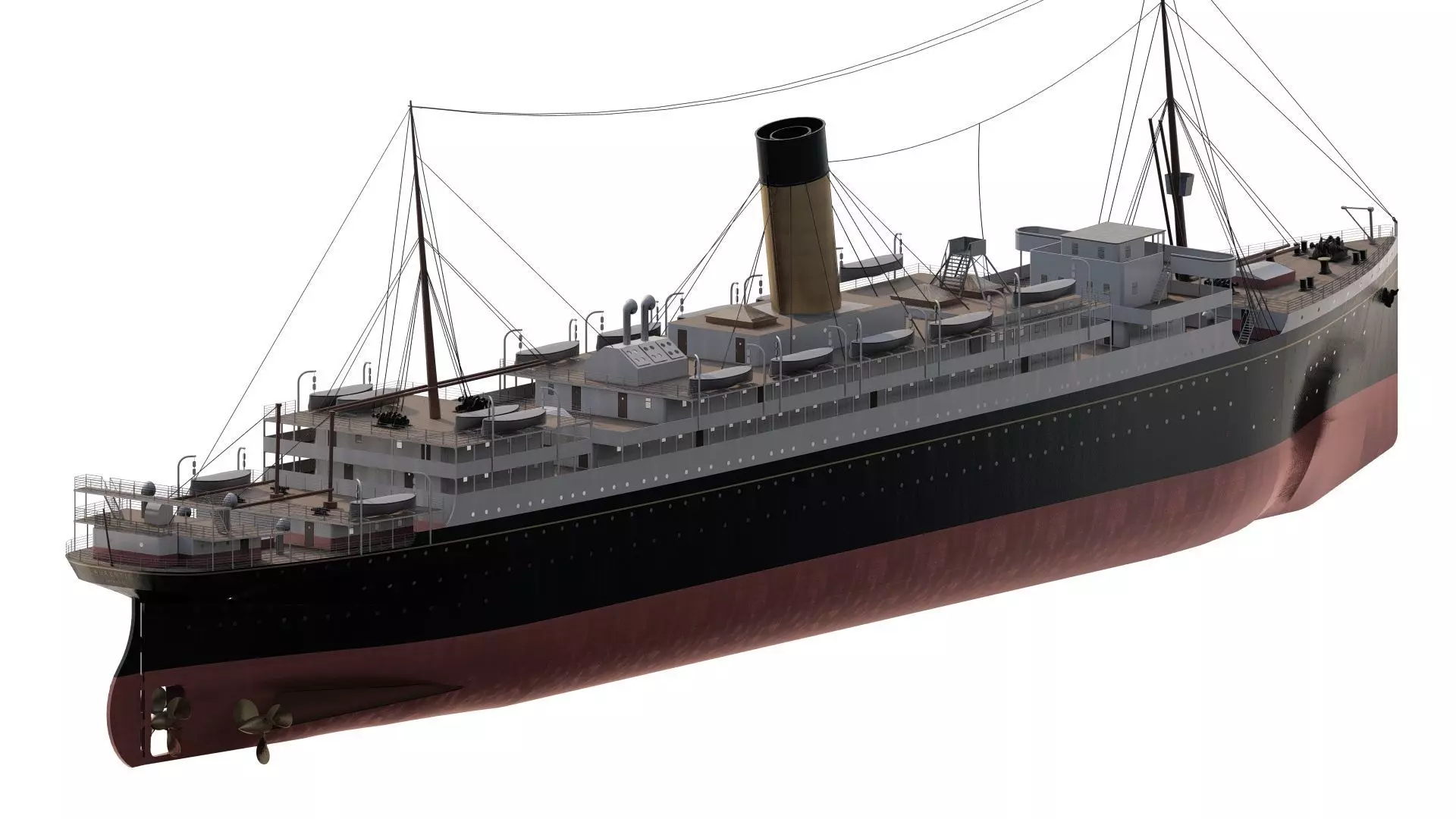 Early 1900s steam liner 3D model_4
