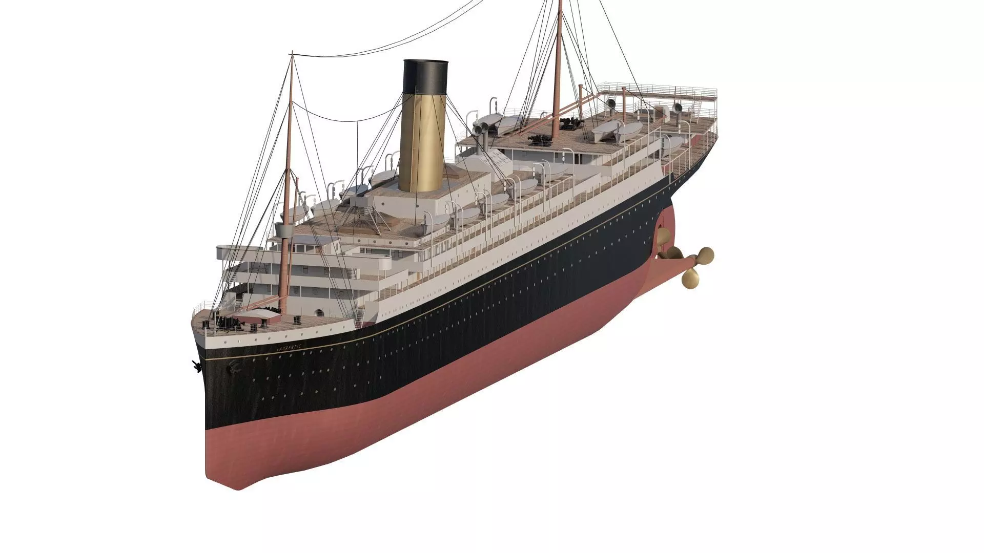 Early 1900s steam liner 3D model_1