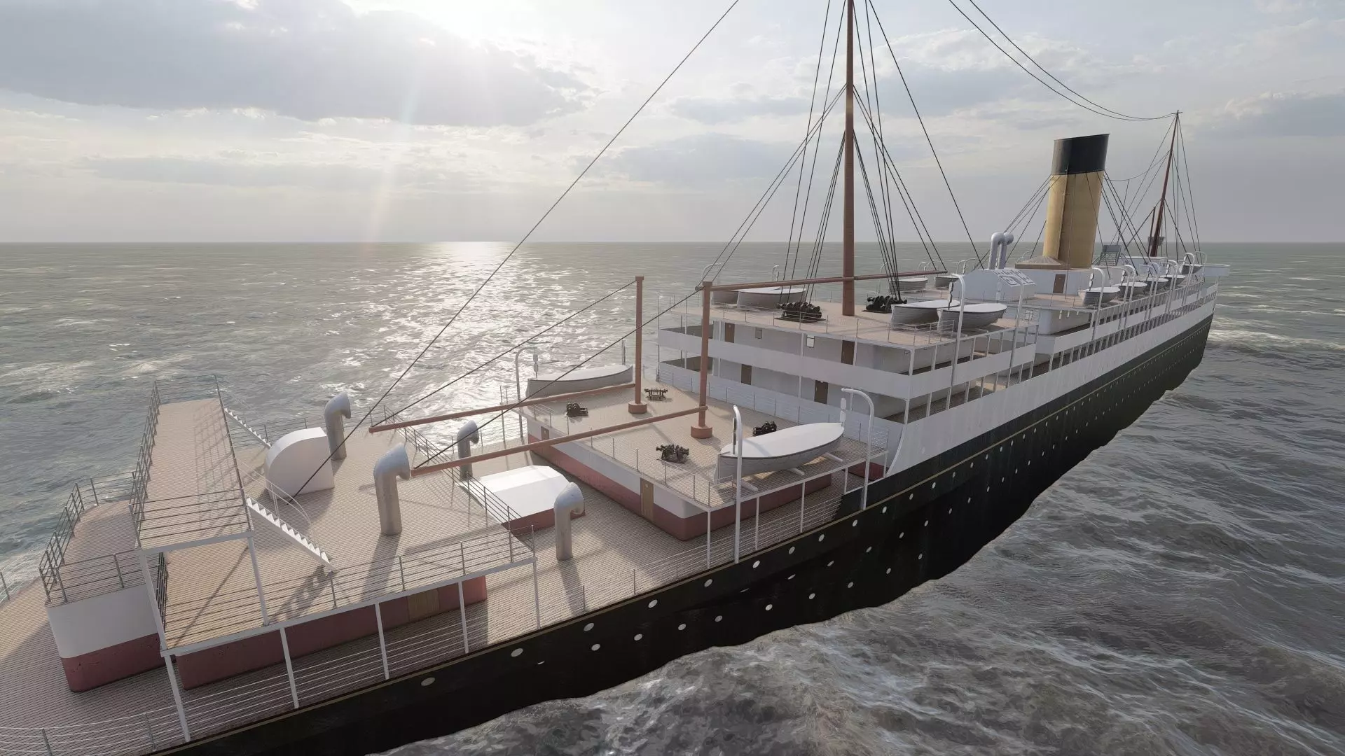 Early 1900s steam liner 3D model_14