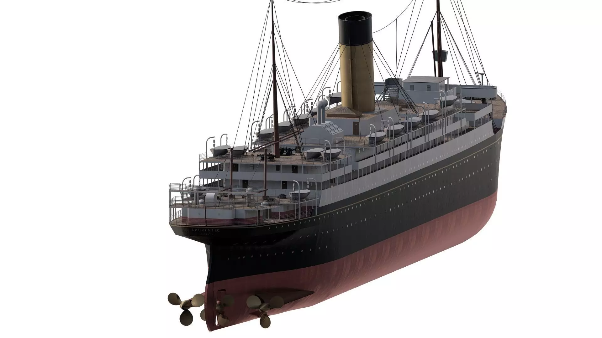 Early 1900s steam liner 3D model_5