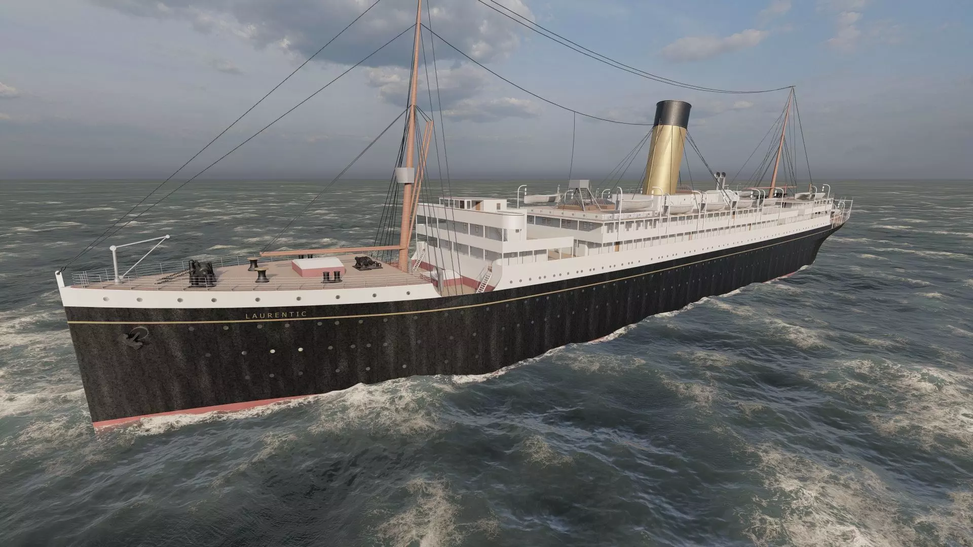 Early 1900s steam liner 3D model_7