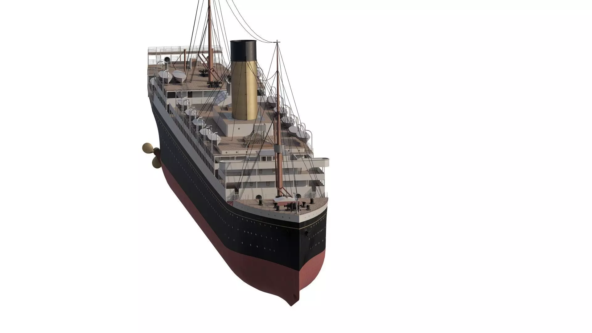 Early 1900s steam liner 3D model_2