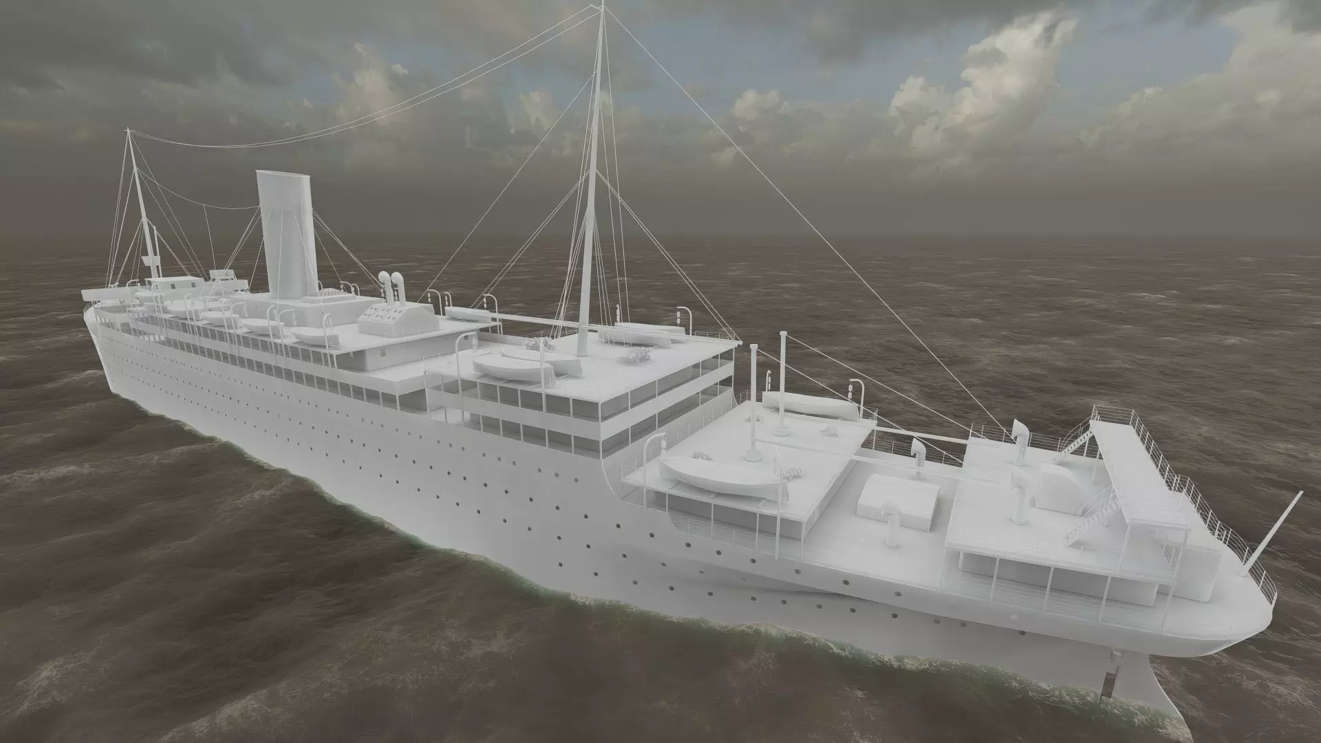 Early 1900s steam liner 3D model_38
