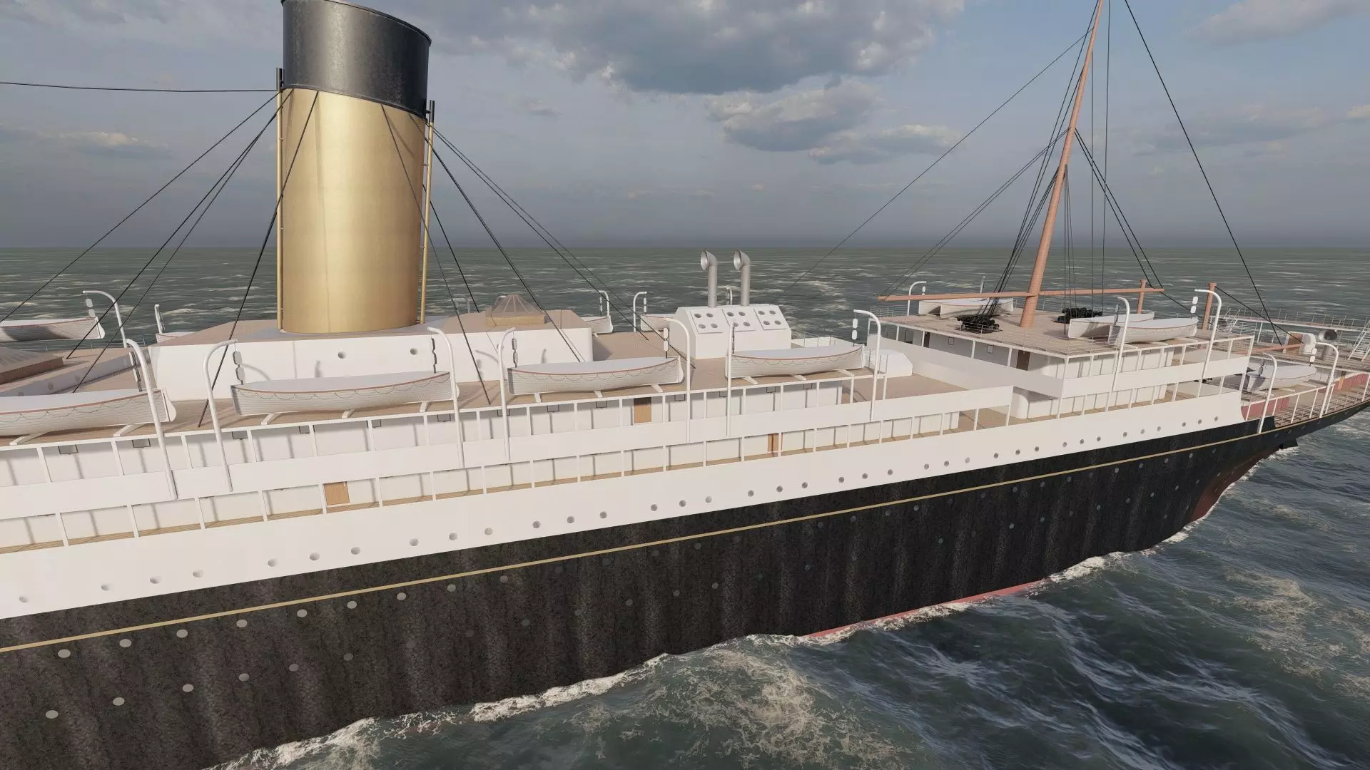 Early 1900s steam liner 3D model_10