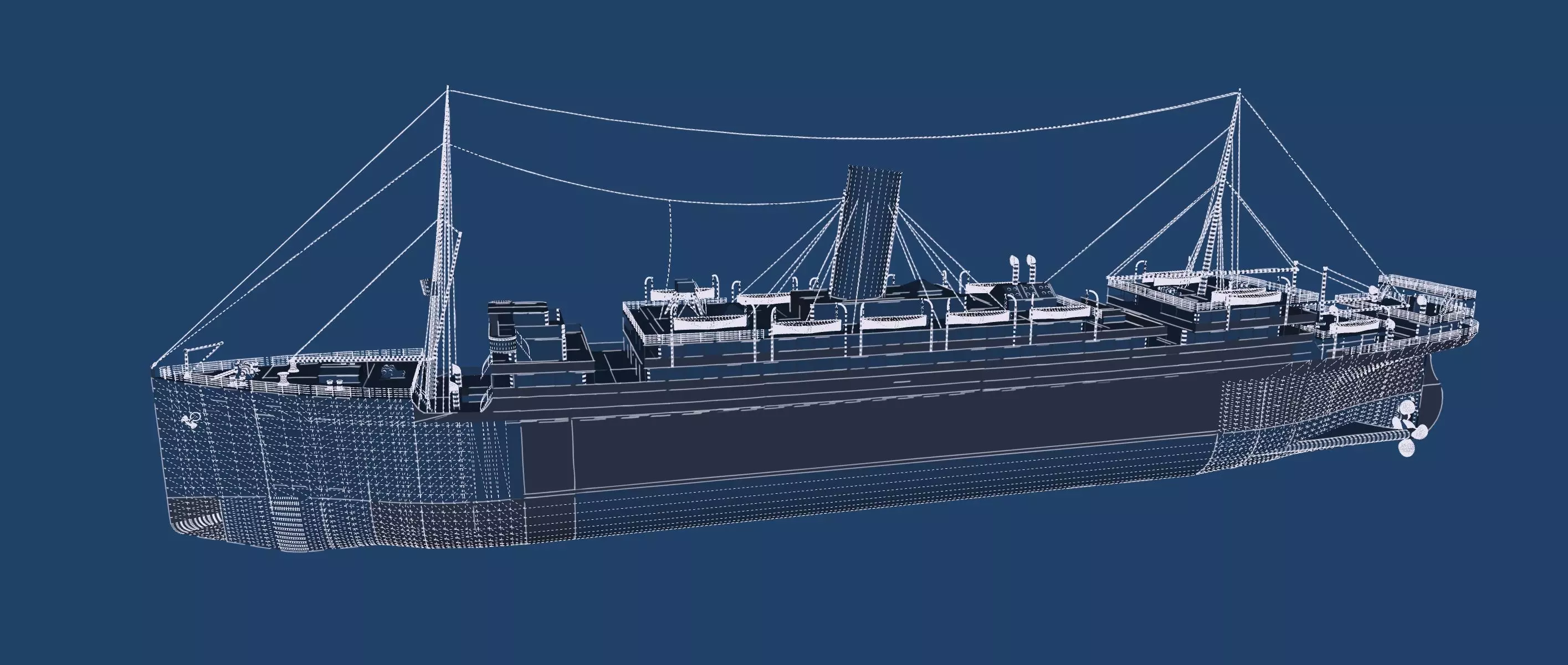 Early 1900s steam liner 3D model_46