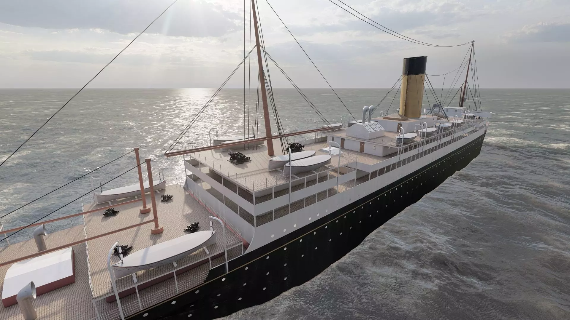 Early 1900s steam liner 3D model_15