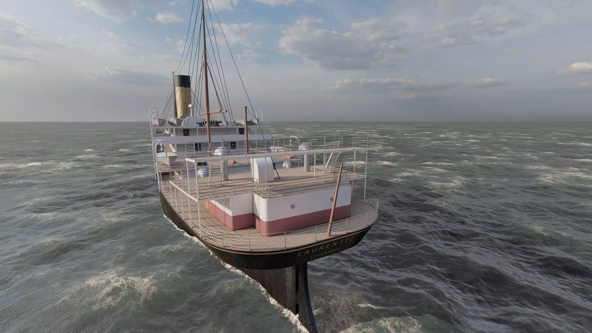 Early 1900s steam liner 3D model_13