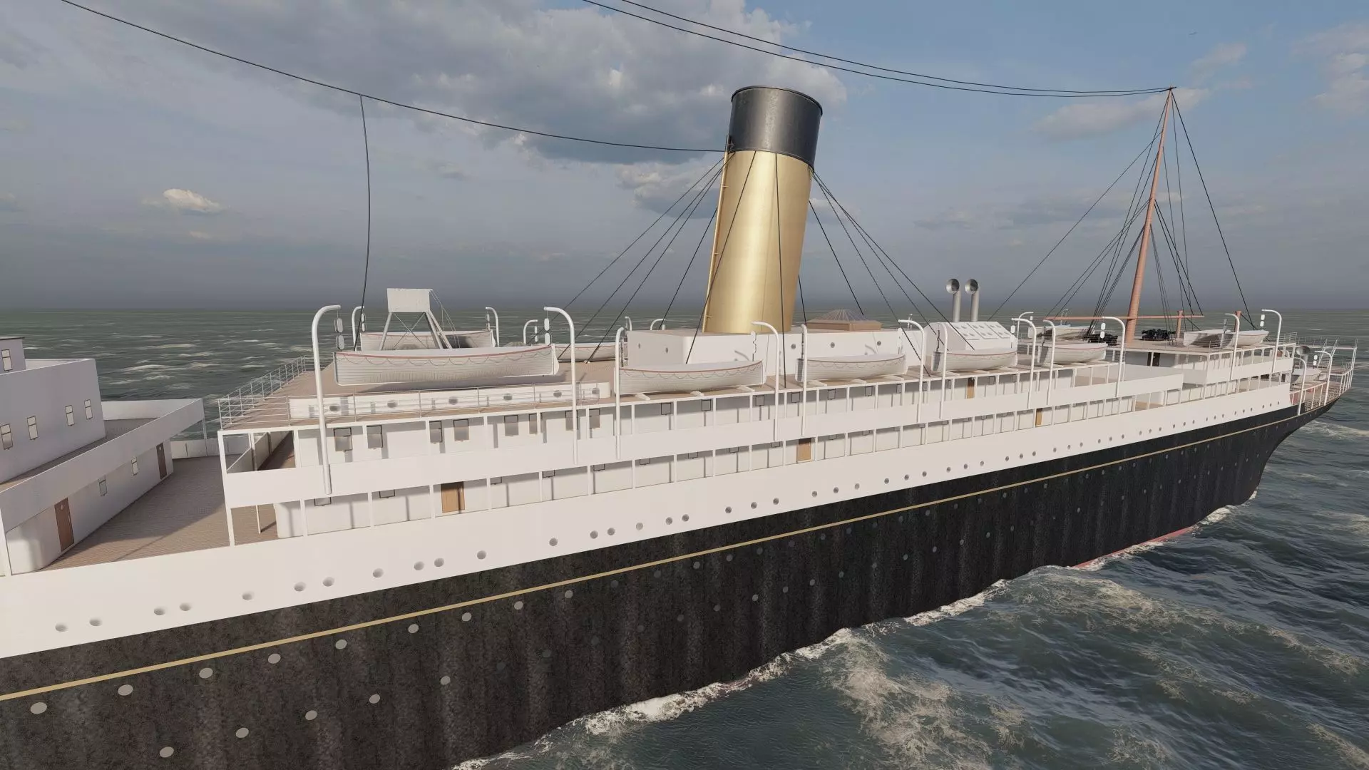 Early 1900s steam liner 3D model_9