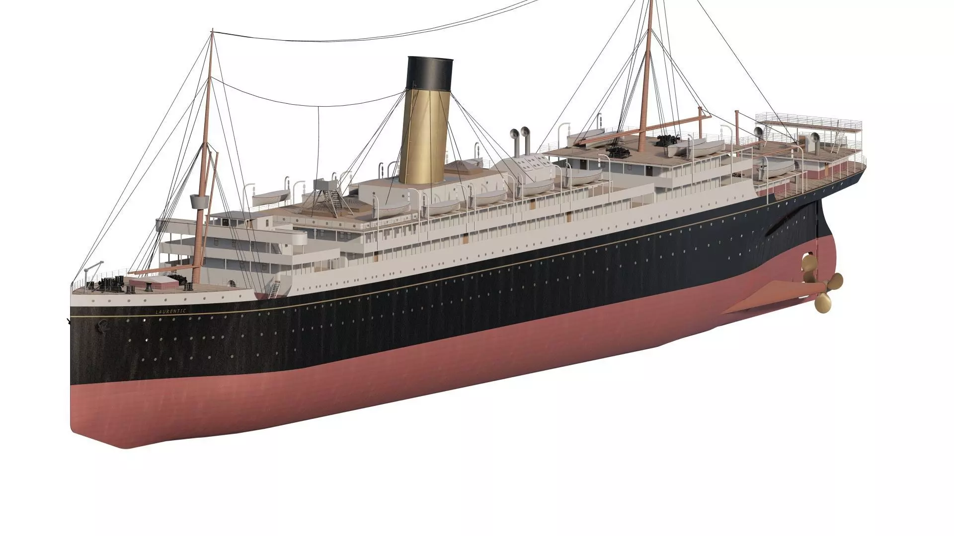 Early 1900s steam liner 3D model_0