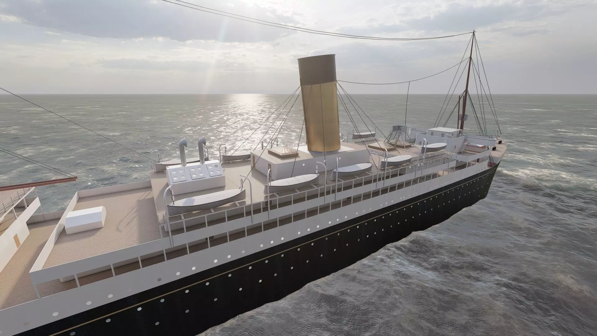 Early 1900s steam liner 3D model_16