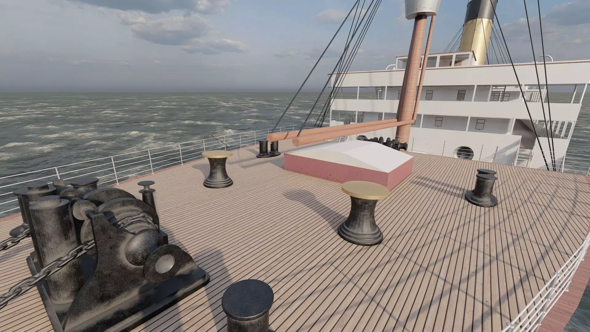 Early 1900s steam liner 3D model_21