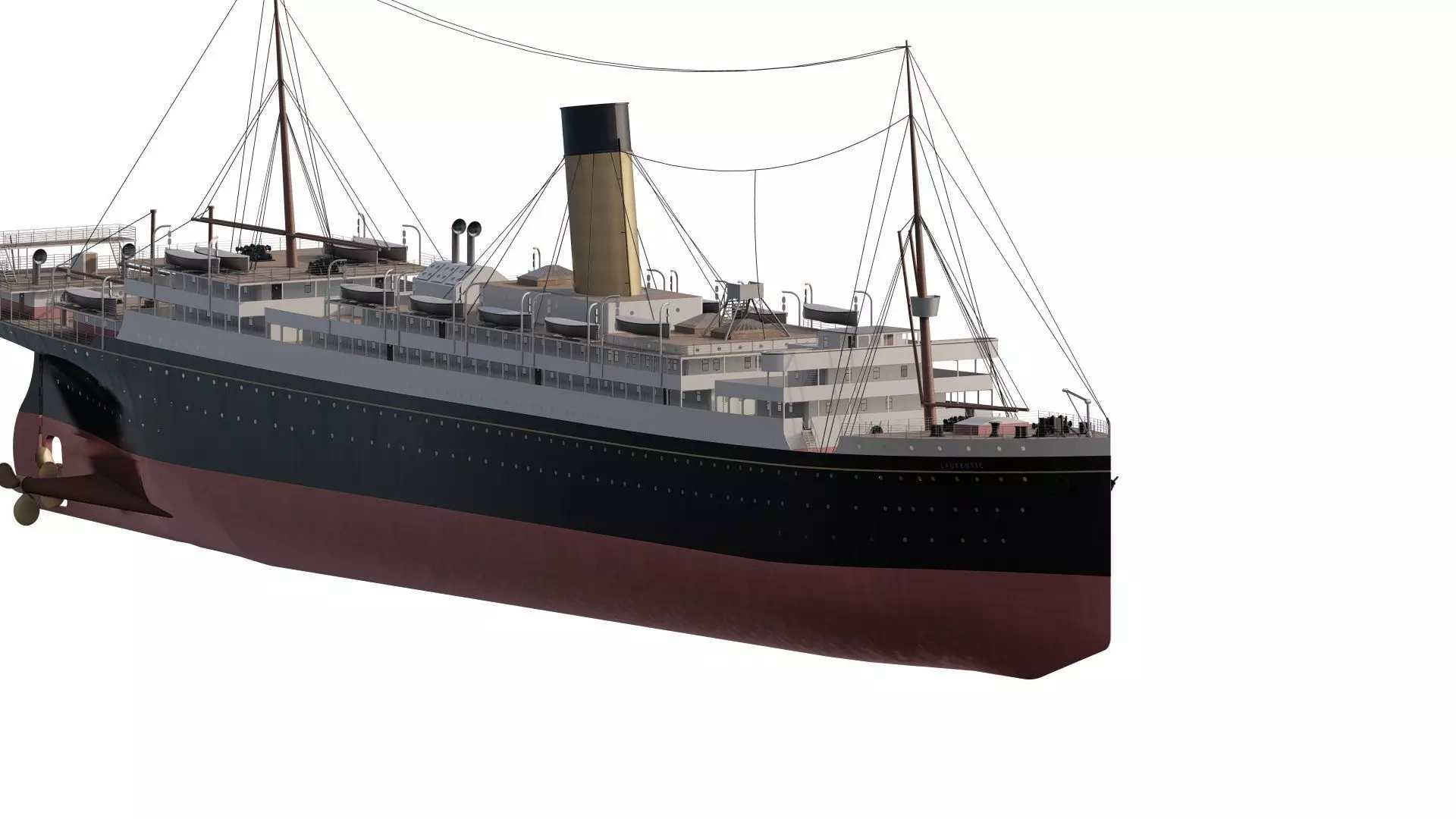 Early 1900s steam liner 3D model_3