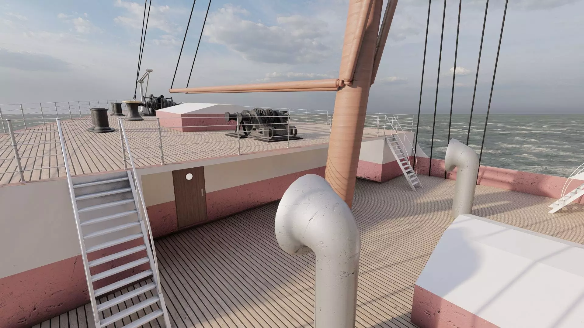 Early 1900s steam liner 3D model_23