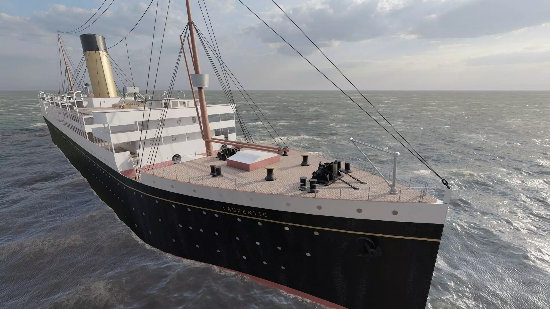 Early 1900s steam liner 3D model_19