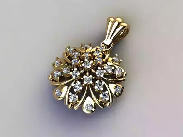 Beautiful Diamond Blossom Pendant Dual Tone Gold Design  