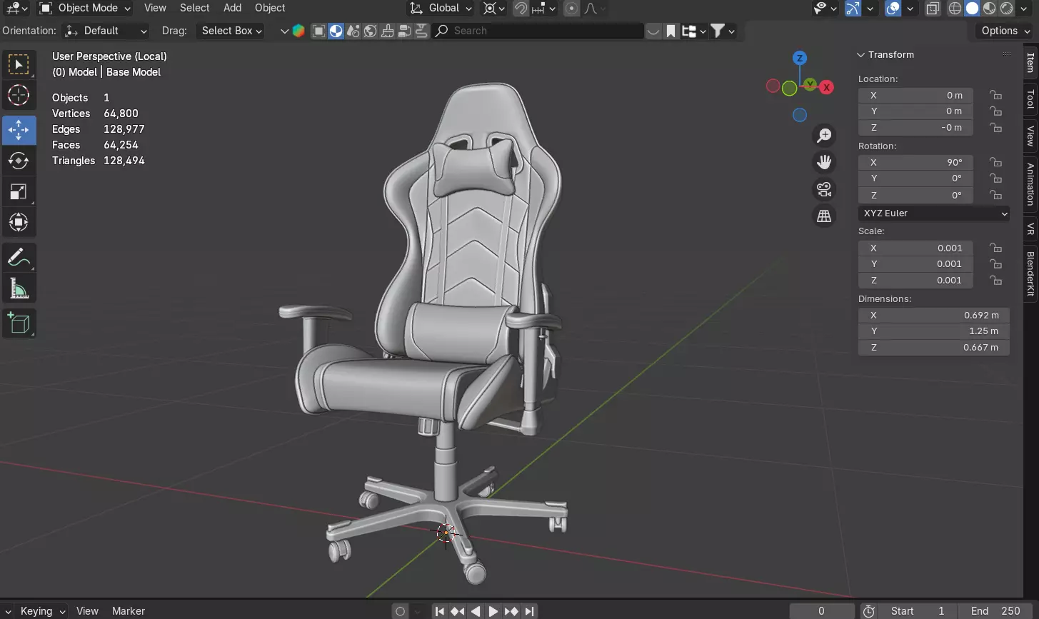 DXRacer Formula Series FE08 Gaming Chair - Base Model 3D model_5